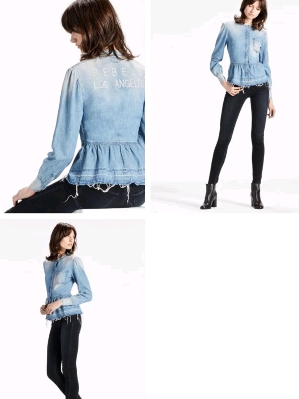 Lucky Brand Light Blue Denim Peplum Top